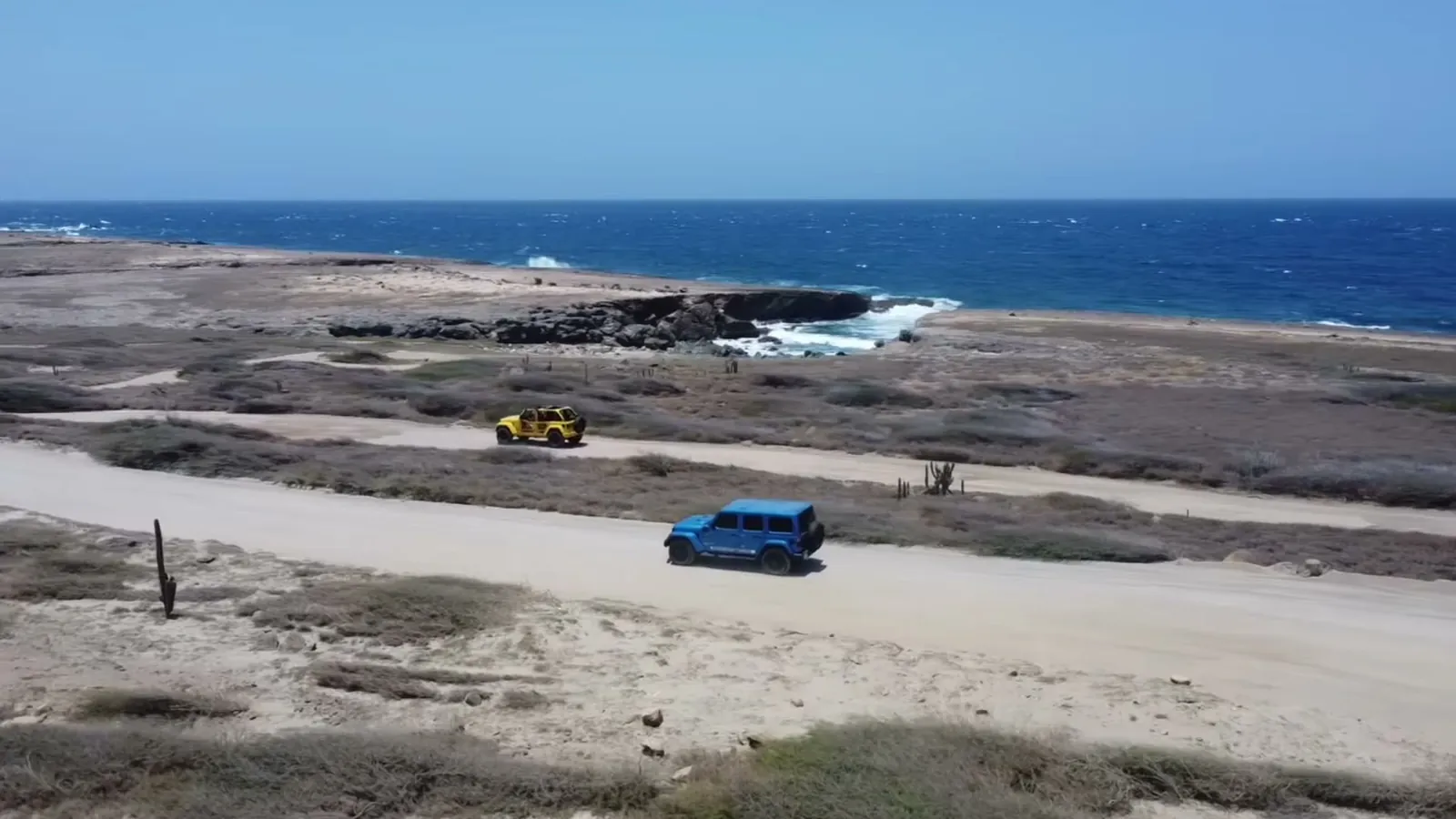 Coast road along the sea in Aruba